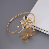 Metal flower armband with diamond open arm bracelet bracelet