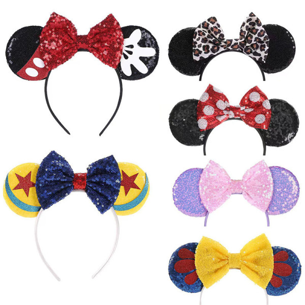 Sequin butterfly hair band red polka dot minnie mouse head band amusement park hair accessories