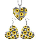 10 styles love resin Two-piece set stainless steel Painted Flower pineapple pattern Love shape Earring Bead chain pendant