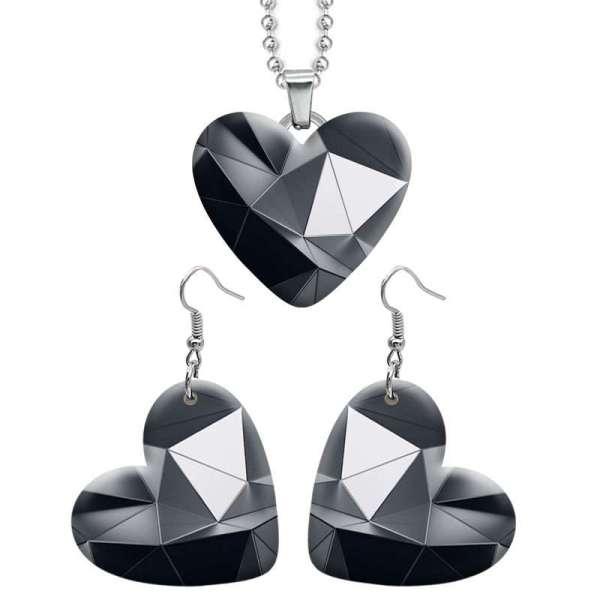 10 styles love resin Two-piece set stainless steel Painted Pretty  pattern Love shape Earring Bead chain pendant