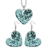 10 styles love resin Two-piece set stainless steel Painted pattern Love shape Earring Bead chain pendant