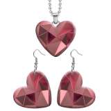 10 styles love resin Two-piece set stainless steel Painted Pretty  pattern Love shape Earring Bead chain pendant