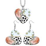 10 styles love resin Stainless Steel Heart Painted  Earrings 60CMM Necklace Pendant Set