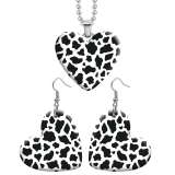 10 styles love resin Two-piece set stainless steel Painted Leopard print pattern Love shape Earring Bead chain pendant