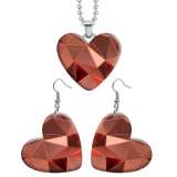 10 styles love resin Two-piece set stainless steel Painted Pretty  pattern Love shape Earring Bead chain pendant