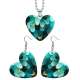 10 styles love resin Two-piece set stainless steel Painted Green pattern Love shape Earring Bead chain pendant