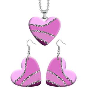 10 styles love resin Two-piece set stainless steel Painted Pretty  pattern Love shape Earring Bead chain pendant