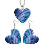 10 styles love resin Two-piece set stainless steel Painted Pretty  pattern Love shape Earring Bead chain pendant