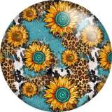 20MM Sunflower leopard pattern Print  glass snaps buttons