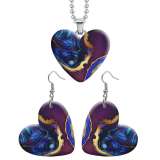 10 styles love resin Two-piece set stainless steel  Painted pattern Love shape Earring Bead chain pendant