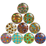 20MM Sunflower leopard pattern Print  glass snaps buttons