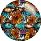 20MM Western cowboy horse sunflower Print  glass snaps buttons