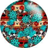 20MM Turquoise leopard pattern Print  glass snaps buttons