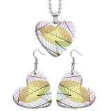 10 styles love resin Two-piece set stainless steel Painted Colored leaves pattern Love shape Earring Bead chain pendant
