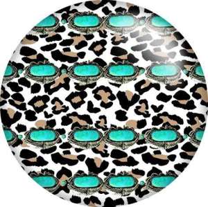 20MM Turquoise leopard pattern Print  glass snaps buttons