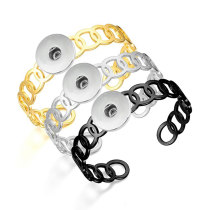 Stainless steel Adjustable opening Bracelet 20MM Snaps button jewelry wholesale