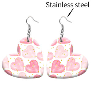 10 styles love resin Flag Valentine's Day love pattern stainless steel Painted Heart earrings