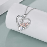 Mother's Day heart-shaped mom double love mother necklace with diamond letters pendant necklace
