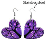 10 styles love resin Cartoon tree of life pattern stainless steel Painted Heart earrings