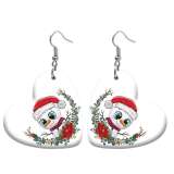 10 styles love resin Christmas Snowman Cats dogs  stainless steel Painted Heart earrings