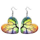 10 styles love resin Cartoon tree of life pattern stainless steel Painted Heart earrings
