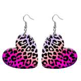 10 styles love resin Cartoon Leopard print pattern stainless steel Painted Heart earrings