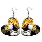 10 styles love resin Flower cactus stainless steel Painted Heart earrings