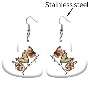 10 styles love resin Peace loves cats Nurse Faith stainless steel Painted Heart earrings