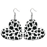 10 styles love resin Cartoon Leopard print pattern stainless steel Painted Heart earrings