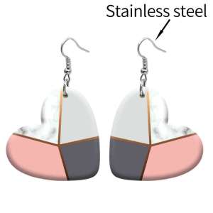 10 styles love resin Cartoon pattern stainless steel Painted Heart earrings