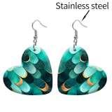 10 styles love resin Green pattern stainless steel Painted Heart earrings