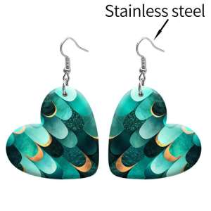 10 styles love resin Green pattern stainless steel Painted Heart earrings
