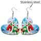 10 styles love resin Christmas Snowman Cats dogs  stainless steel Painted Heart earrings