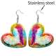 10 styles love resin Cartoon pattern stainless steel Painted Heart earrings