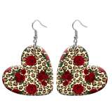 10 styles love resin Leopard print  stainless steel Painted Heart earrings