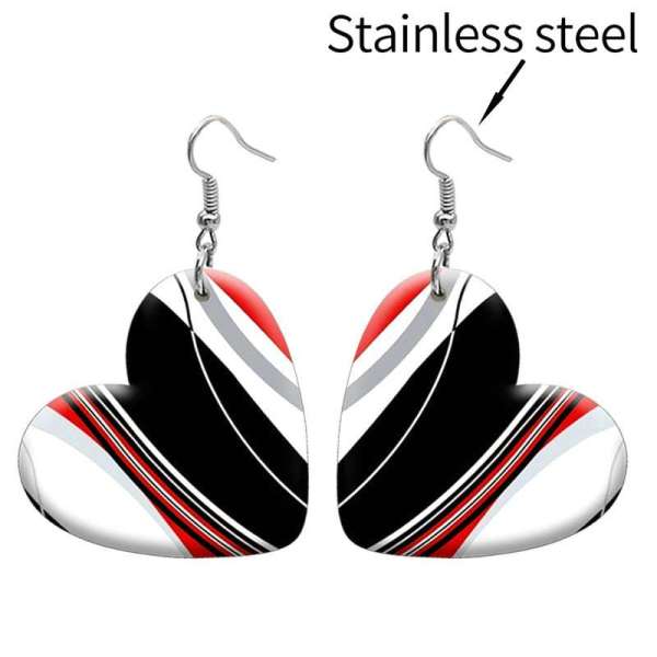 10 styles love resin Cartoon pattern stainless steel Painted Heart earrings