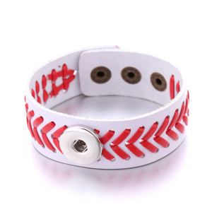 Baseball 1 buttons leather  new type Bracelet Rhinestone fit 20MM Snaps button jewelry wholesale