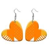 10 styles love resin Pretty Orange pattern stainless steel Painted Heart earrings