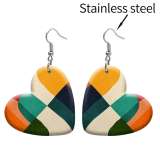 10 styles love resin Colorful Pretty pattern stainless steel Painted Heart earrings