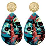 20 styles Halloween girl skull  Acrylic Painted stainless steel Water drop earrings