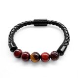 Natural stone leather rope woven bracelet