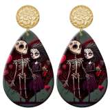 20 styles Halloween girl skull  Acrylic Painted stainless steel Water drop earrings