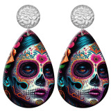 20 styles Halloween girl skull  Acrylic Painted stainless steel Water drop earrings