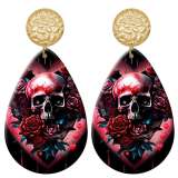 20 styles Halloween girl skull  Acrylic Painted stainless steel Water drop earrings