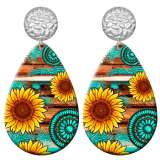 20 styles sunflower Flower pattern  Acrylic Painted stainless steel Water drop earrings