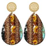 20 styles Western cowboy sunflower leopard print  Acrylic Painted stainless steel Water drop earrings