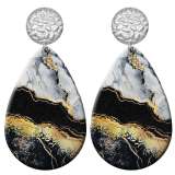 20 styles marble pattern Acrylic Painted stainless steel Water drop earrings