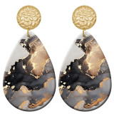 20 styles marble pattern Acrylic Painted stainless steel Water drop earrings