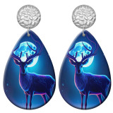 20 styles Deer Butterfly Elephant bird  Christmas pattern Acrylic Painted stainless steel Water drop earrings