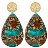 20 styles Western cowboy sunflower Dragonfly  pattern  Acrylic Painted stainless steel Water drop earrings